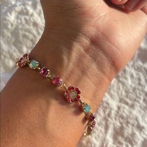 Gold and Red Floral Bracelet